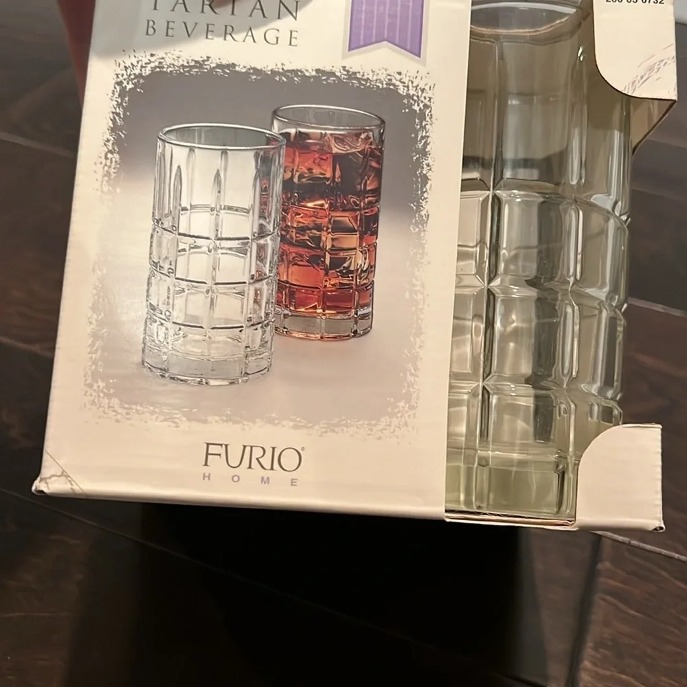 Furio vintage Tartan vintage beverage glasses NIB